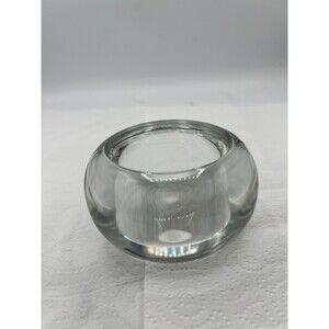 Elements Art Glass Donut Candle Votive, Crystal Clear Bowl, Replacement Decor
